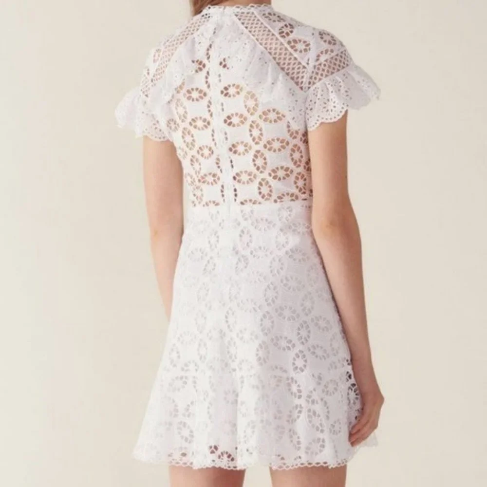 Sandro ✨ Ruffles and Lace Mini dress - Picture 3 of 10